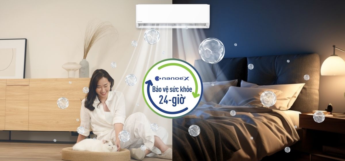 Công nghệ nanoe X duy trì không khí sạch sẽ suốt 24h 